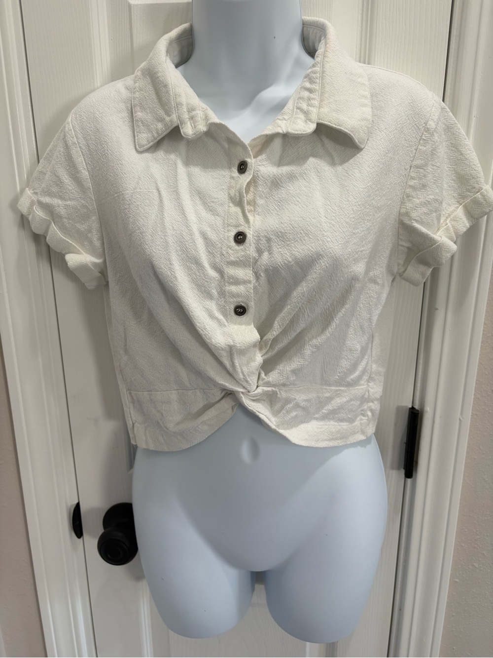 HYFVE Ivory Linen Blend  Crop Top